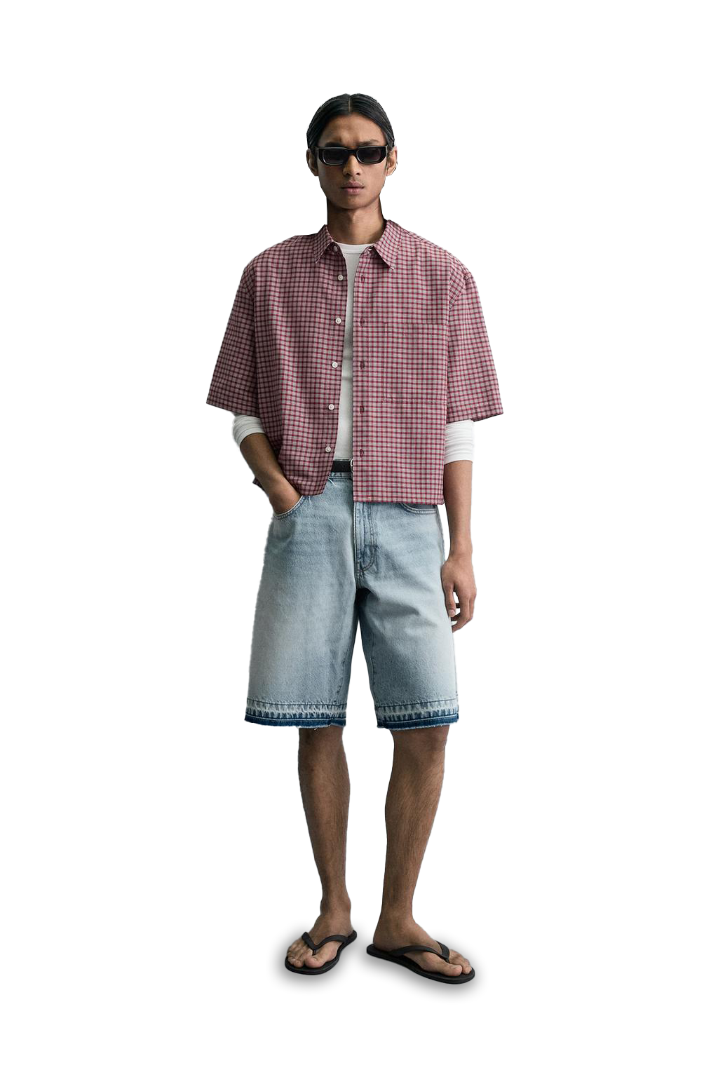 RIPPED DENIM JORTS