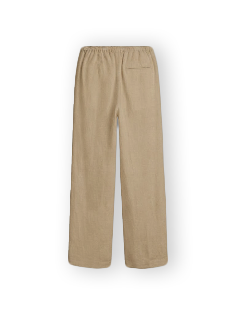 BEIGE PLEATED LINEN PANTS