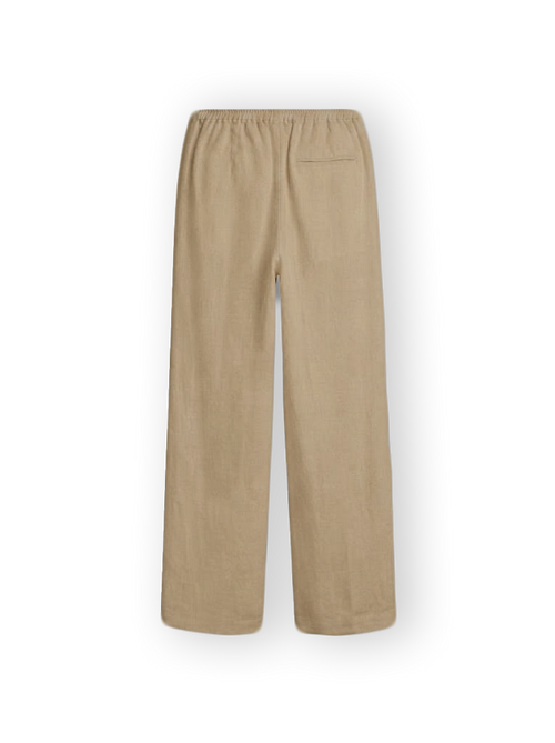 BEIGE PLEATED LINEN PANTS