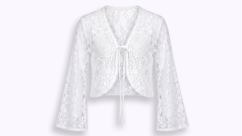 LACE CARDIGAN WITH FLARED SLEEVES