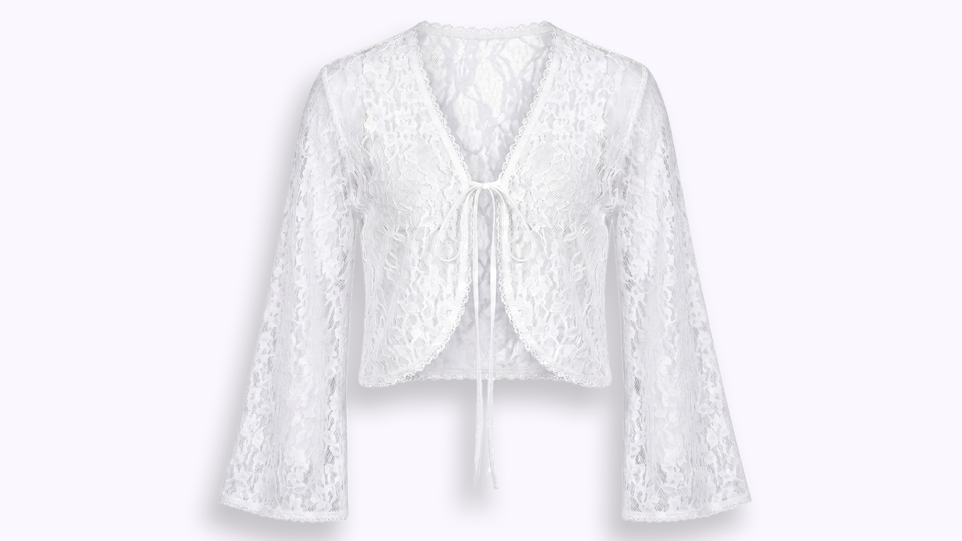 LACE CARDIGAN WITH FLARED SLEEVES