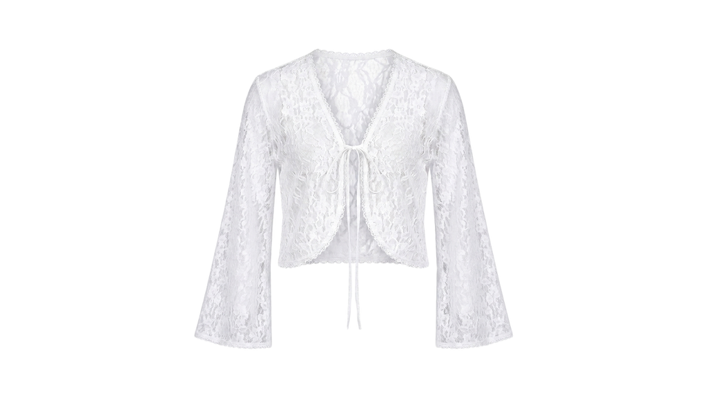 LACE CARDIGAN WITH FLARED SLEEVES