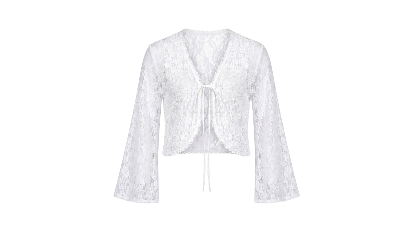 LACE CARDIGAN WITH FLARED SLEEVES
