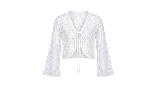 LACE CARDIGAN WITH FLARED SLEEVES