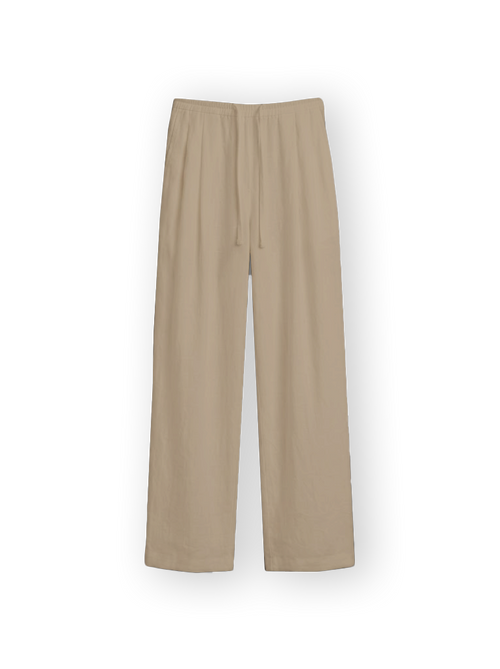 BEIGE PLEATED LINEN PANTS