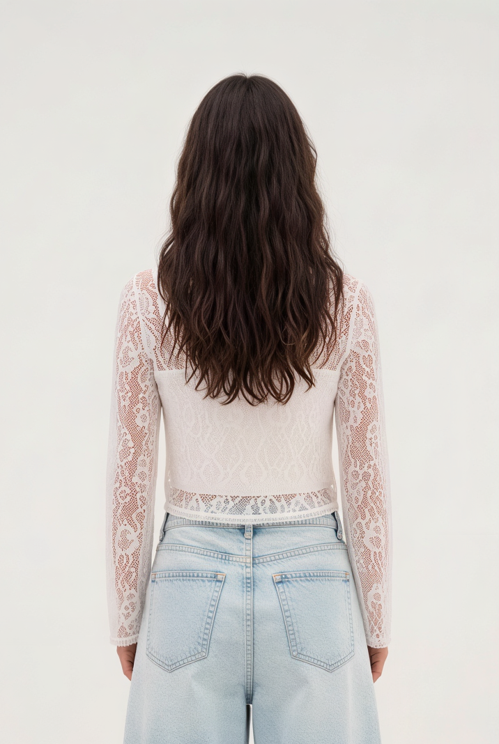 LACE CARDIGAN WITH FLARED SLEEVES
